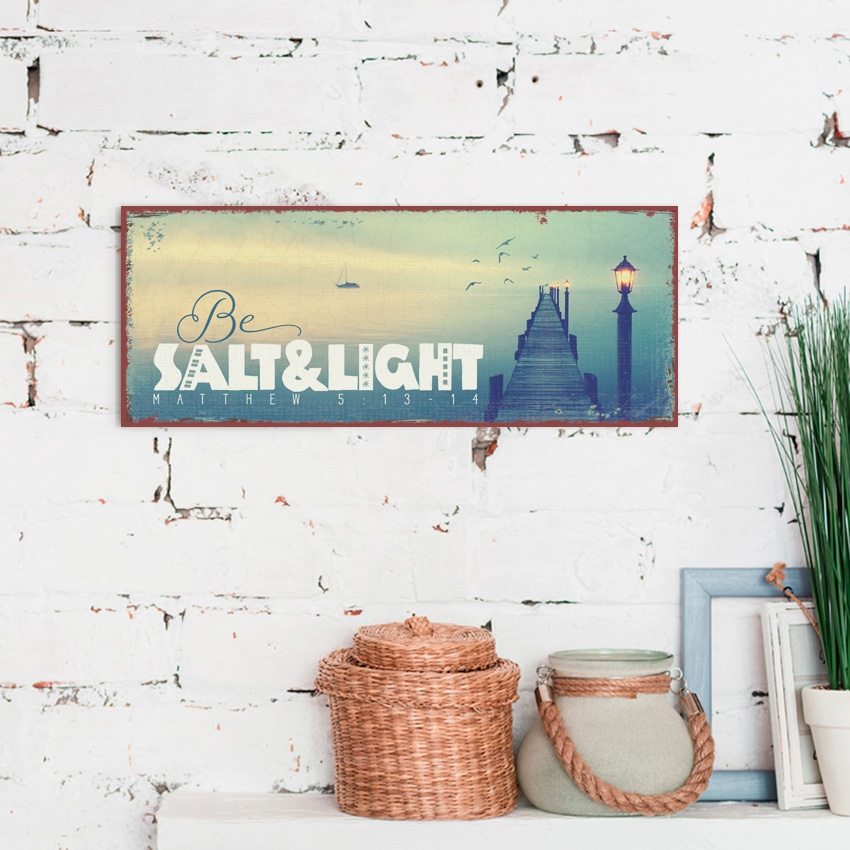 Metallschild lang - Salt & light