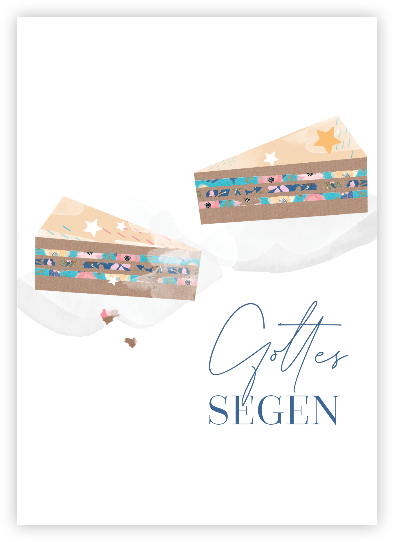 Faltkarte Naturpapier - Gottes Segen (Torte)