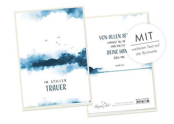 Faltkarte - In stiller Trauer (See blau Aquarell)