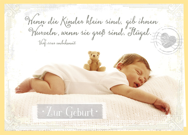 Faltkarte - Zur Geburt - Flügel