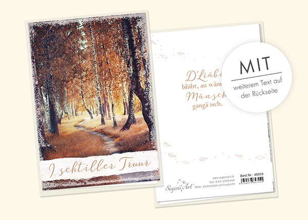 Faltkarte - Truur - D'Liäbi bliibt (Schweizerdeutsch)