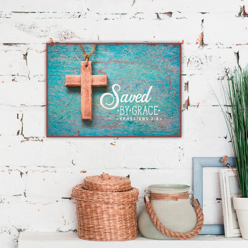 Metallschild klein - Saved by grace