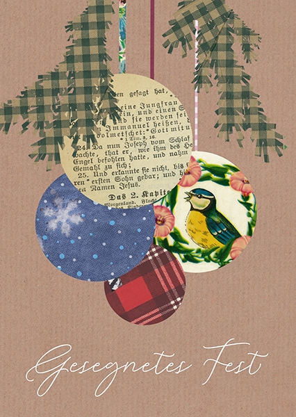 Postkarte - Gesegnetes Fest (Kugeln)