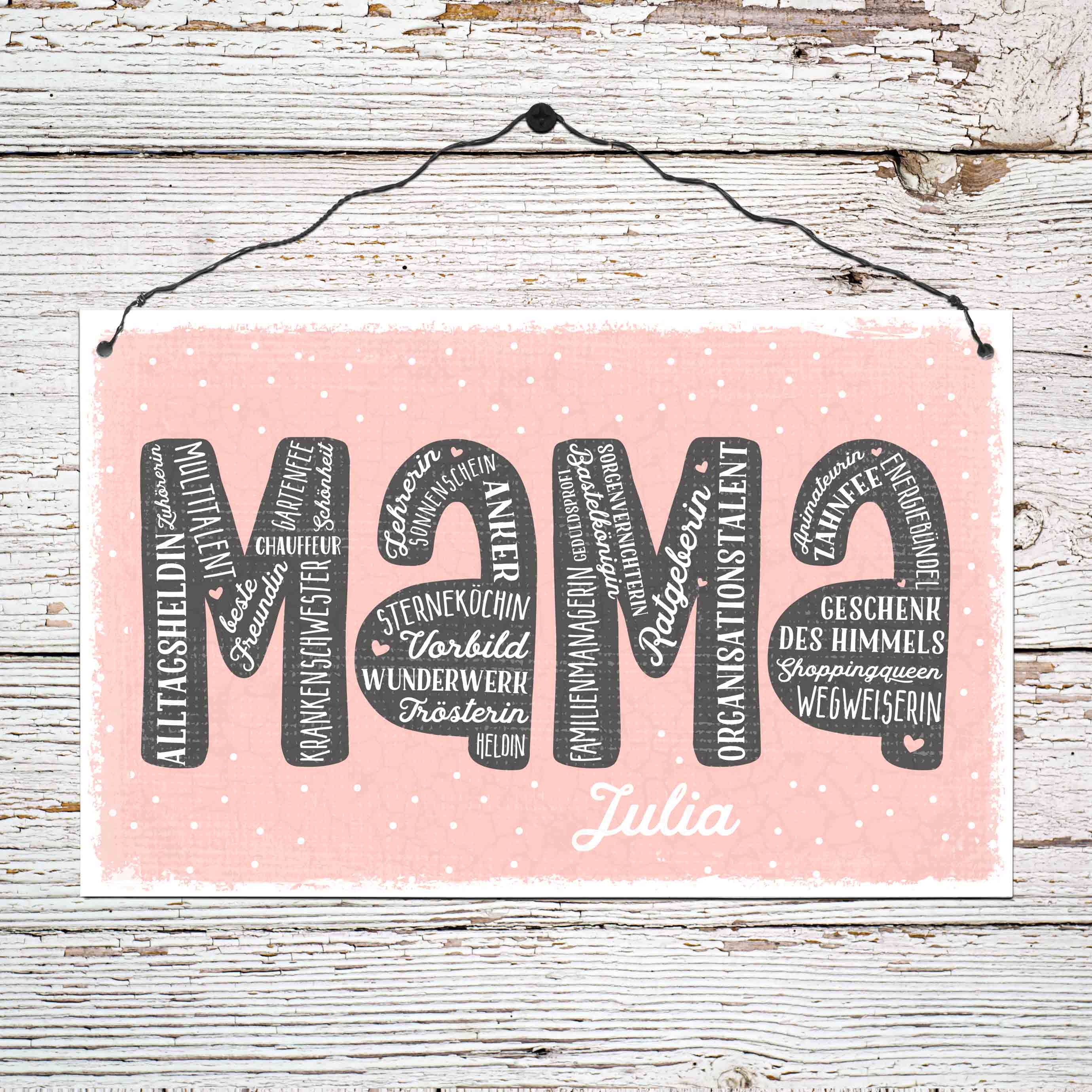 Persönliches Holzschild groß - Mama - Zuhörerin...