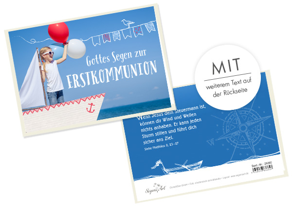 Faltkarte - Gottes Segen zur Erstkommunion (maritim)