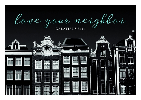 Postkarte Black & White - Love your neighbor