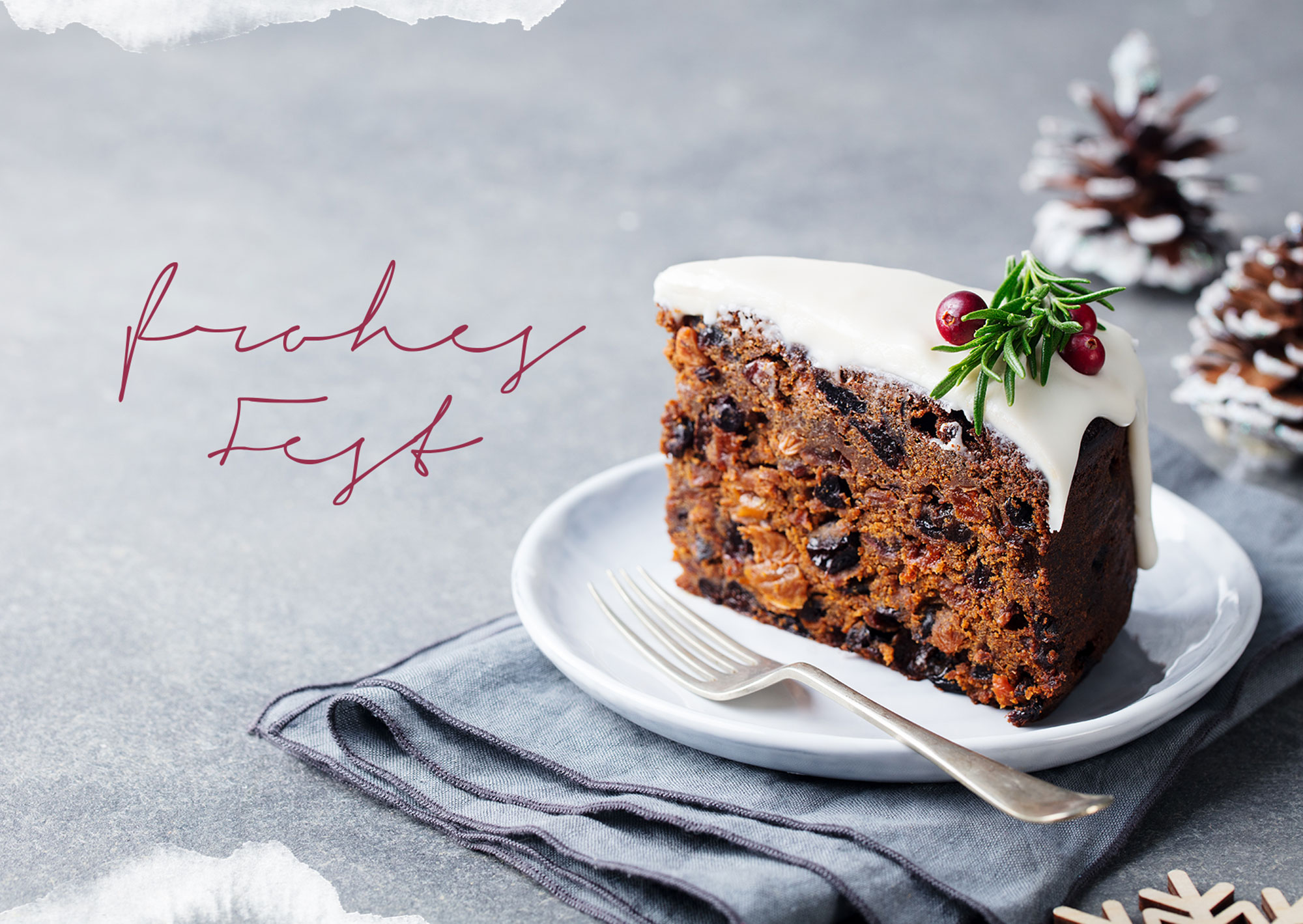 Postkarte - Frohes Fest (Torte) – Weihnachten