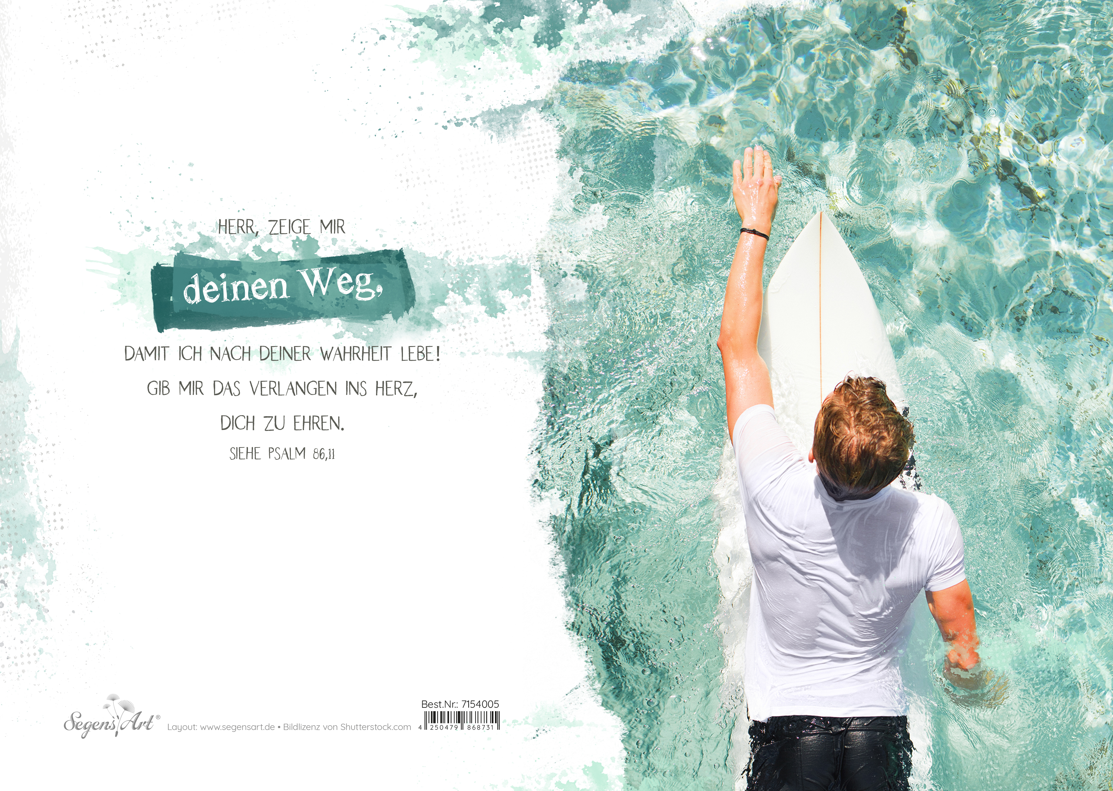 Urkunde – Konfirmation – Surfer-Faltkarte mit Text auf der Rückseite