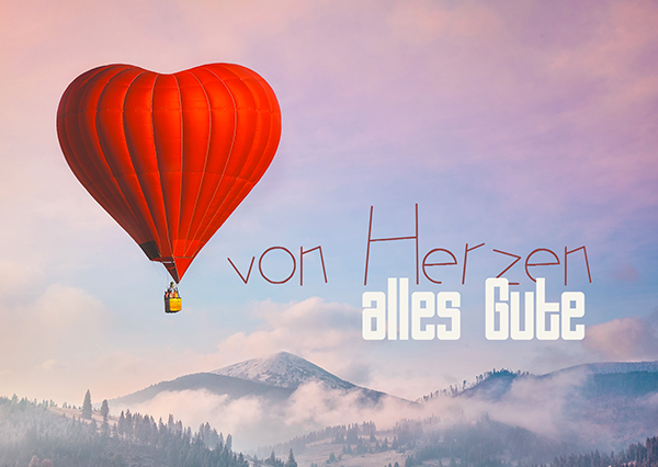 Postkarte - von Herzen alles Gute (Heißluftballon)