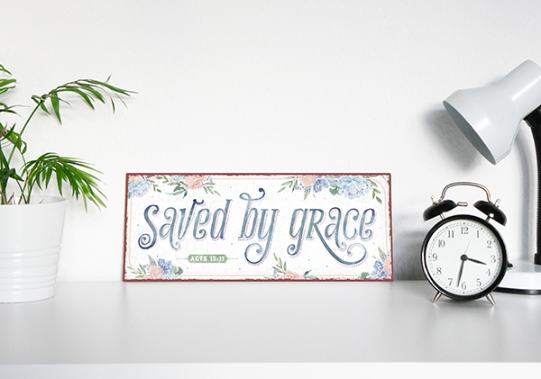 Metallschild lang - By grace