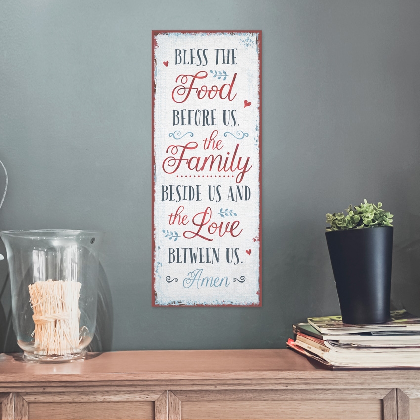 Metallschild lang - Bless the food before us