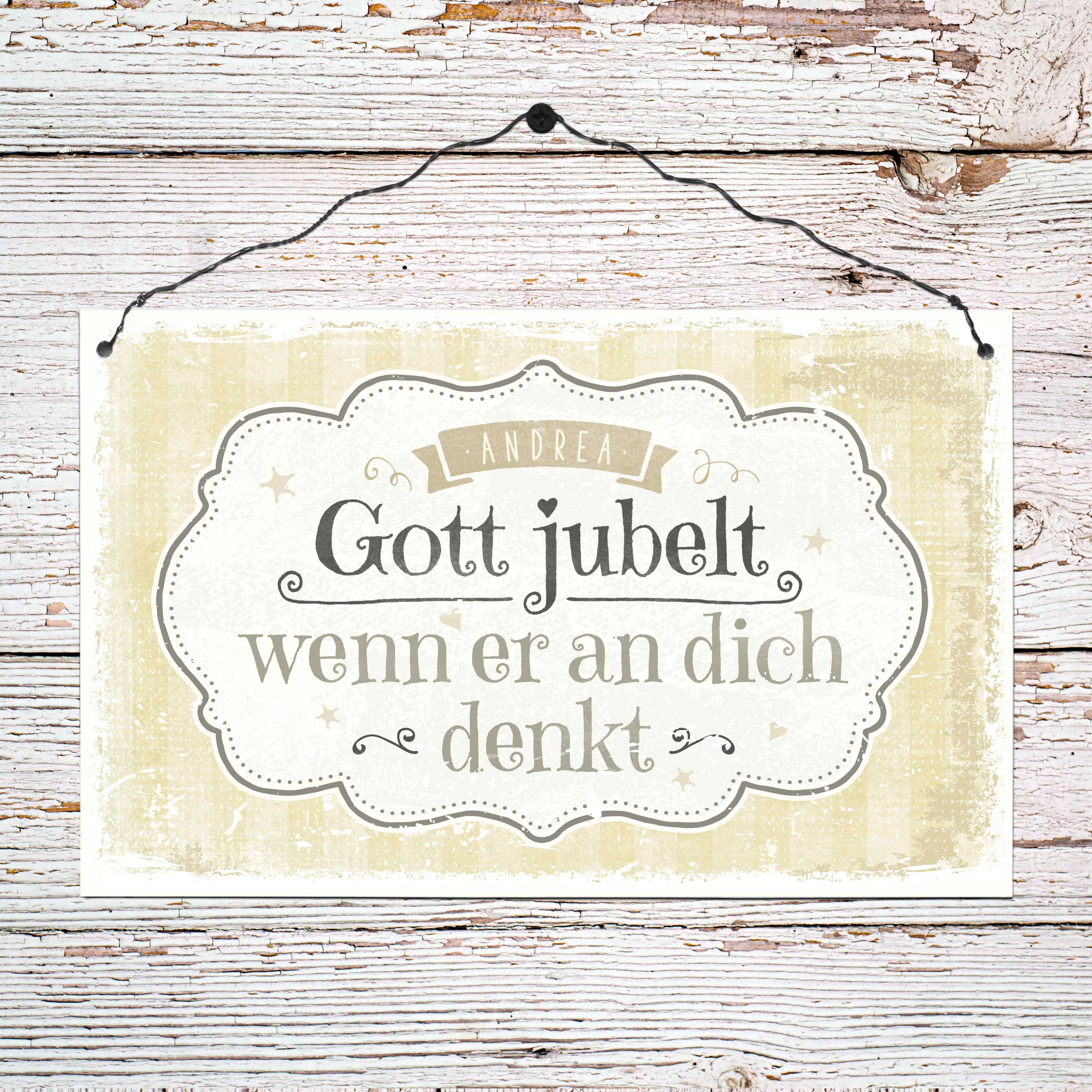 Persönliches Holzschild groß - Gott jubelt