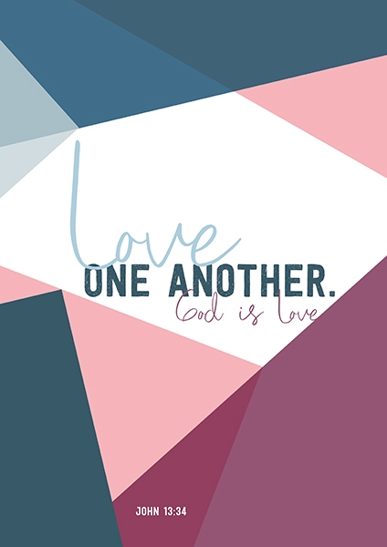 Poster - Love one another (rosa blau)