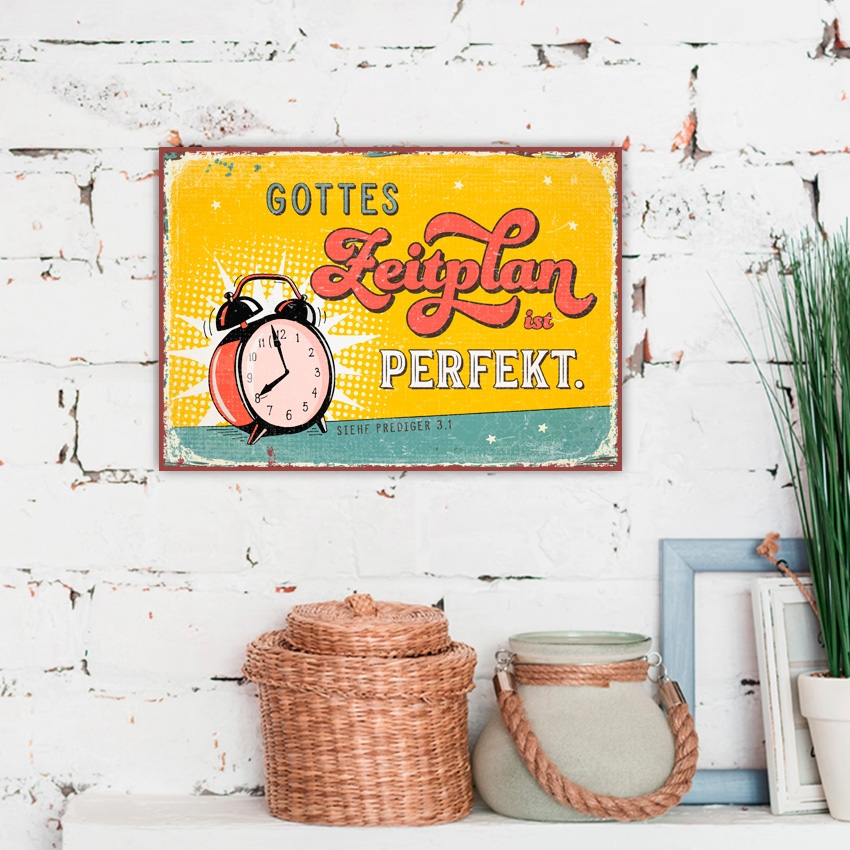 Metallschild klein - Gottes Zeitplan