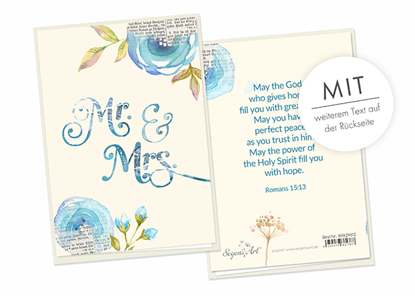Faltkarte Naturpapier - Hochzeit - Mr and Mrs