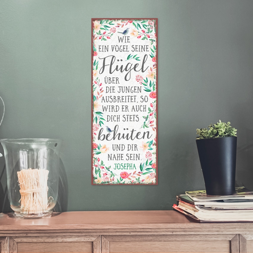 Persönliches Metallschild lang - Wie ein Vogel