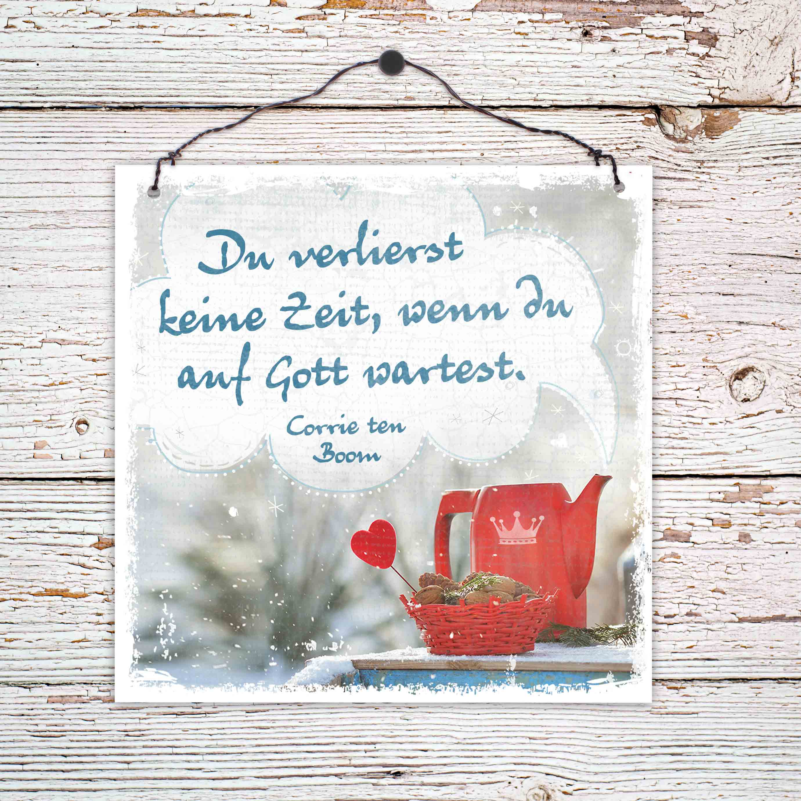 Holzschild klein - Zeit auf Gott zu warten