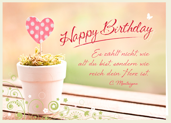 Faltkarte - Happy Birthday (reiches Herz)