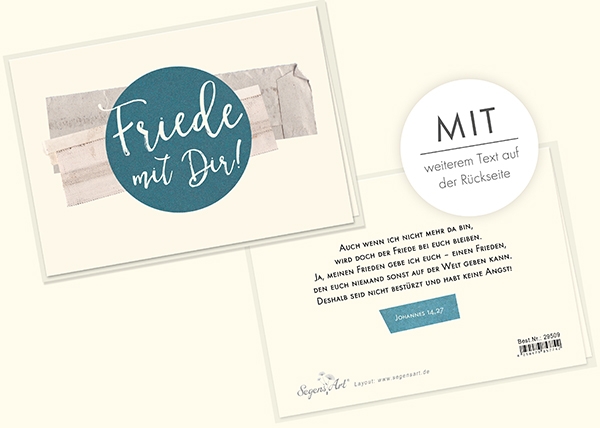 Faltkarte Naturpapier - Friede mit Dir