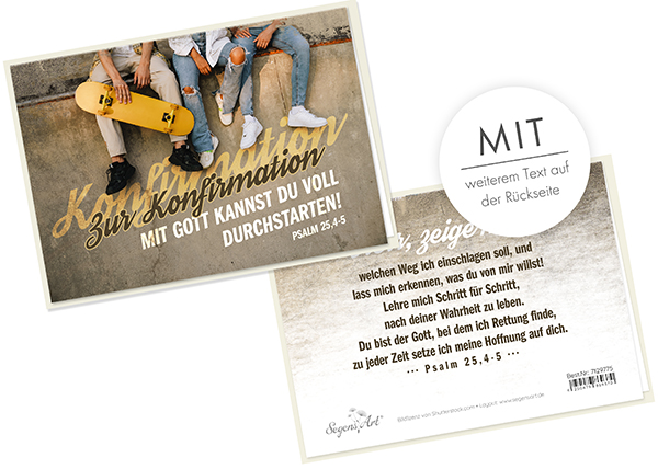 Faltkarte - Zur Konfirmation – Mit Gott durchstarten (Skateboard)