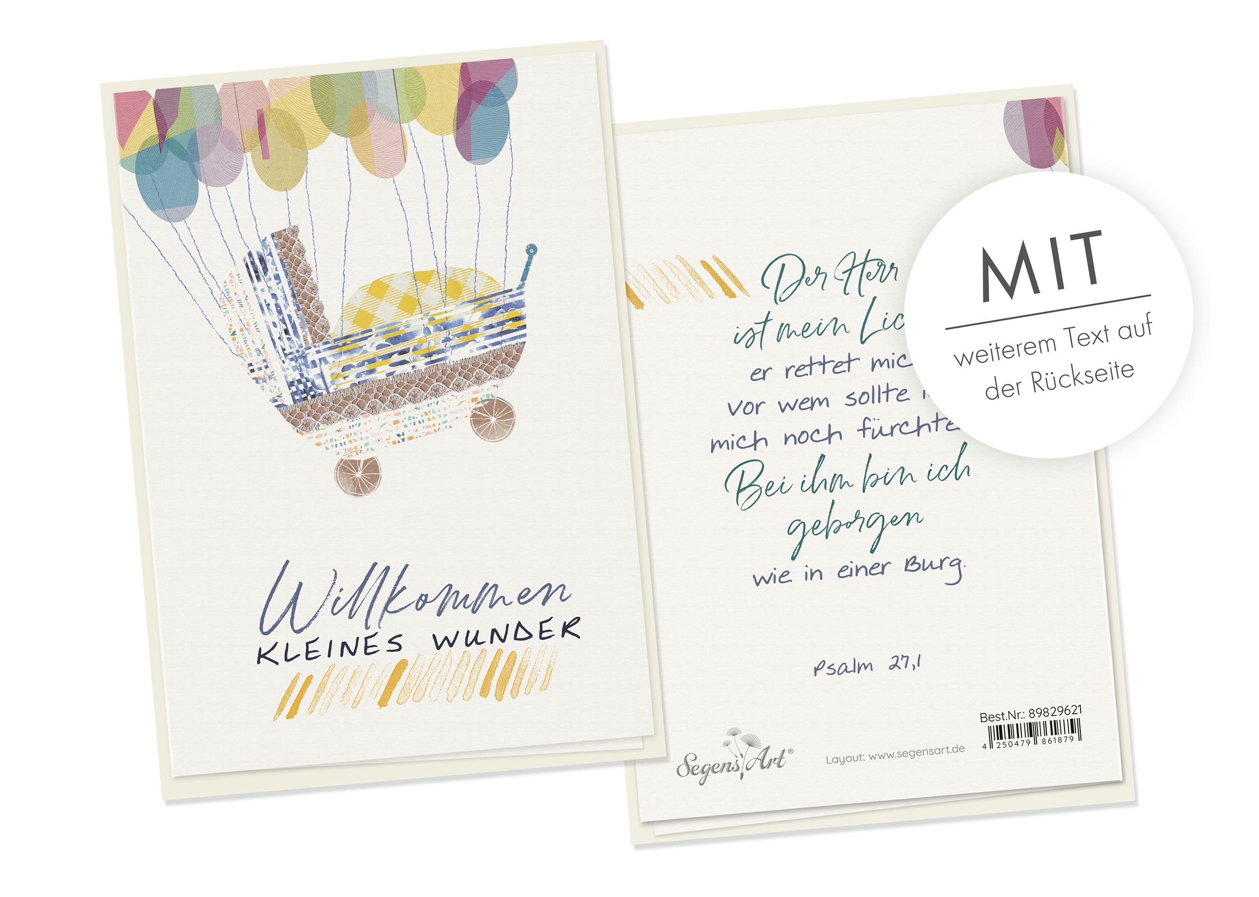 Faltkarte Naturpapier - Geburt - Kutsche