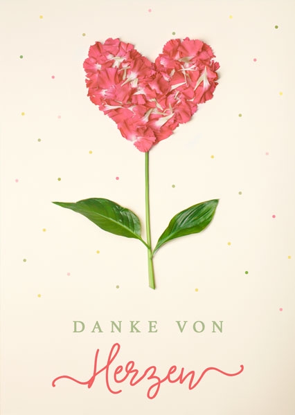 Postkarte - Danke von Herzen (Herzblume)