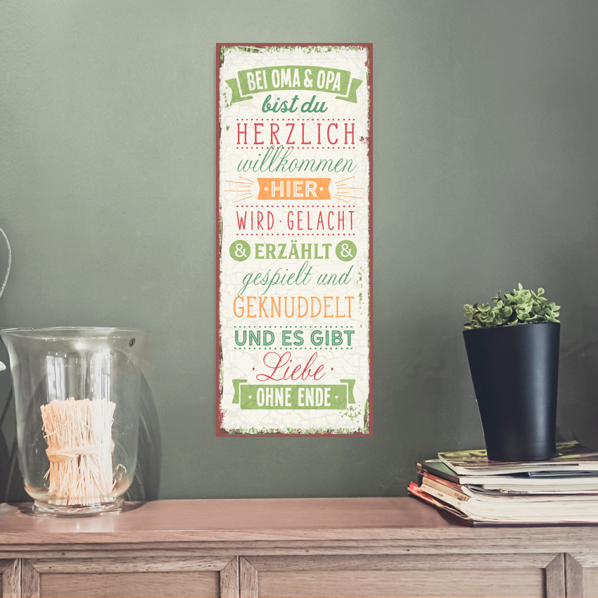 Metallschild lang - Bei Oma und Opa