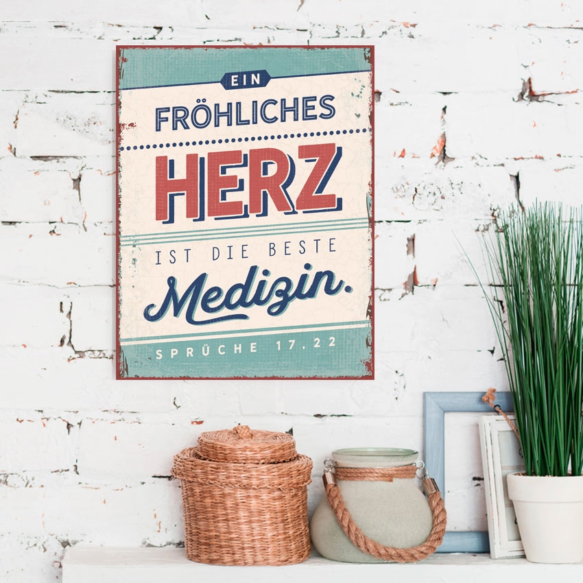 Metallschild groß - Ein fröhliches Herz