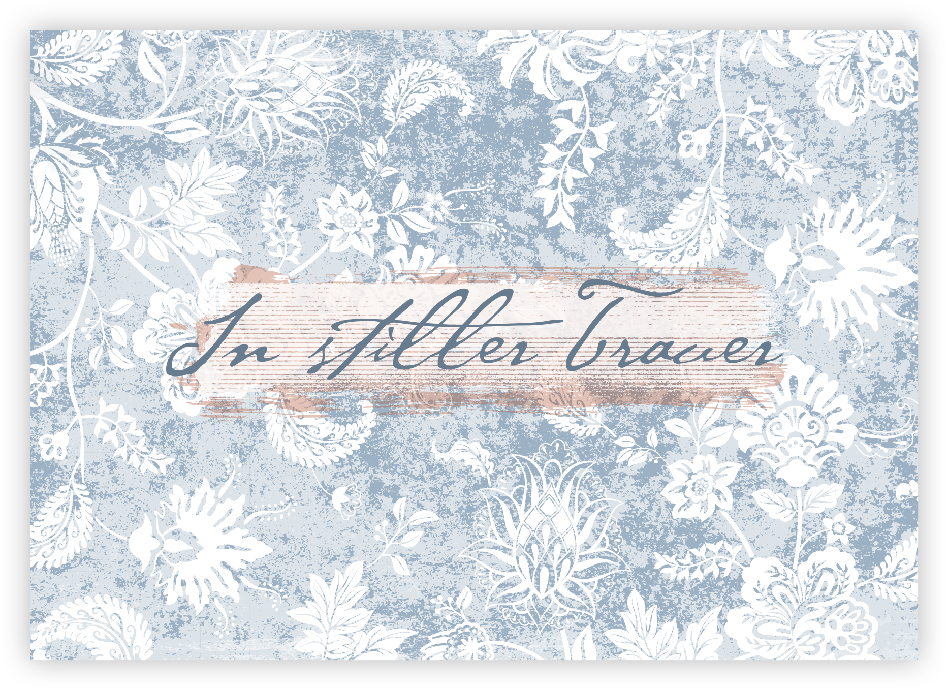 Faltkarte - In stiller Trauer (blaues Muster)