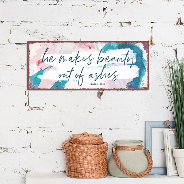 Metallschild lang - He makes beauty