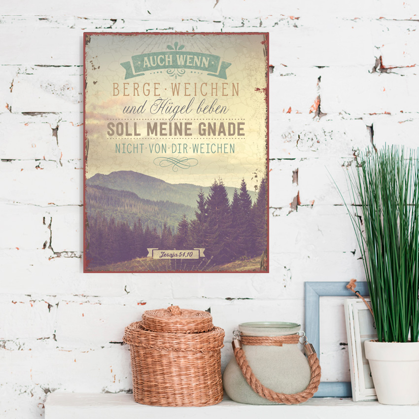 Metallschild groß - Berge und Hügel