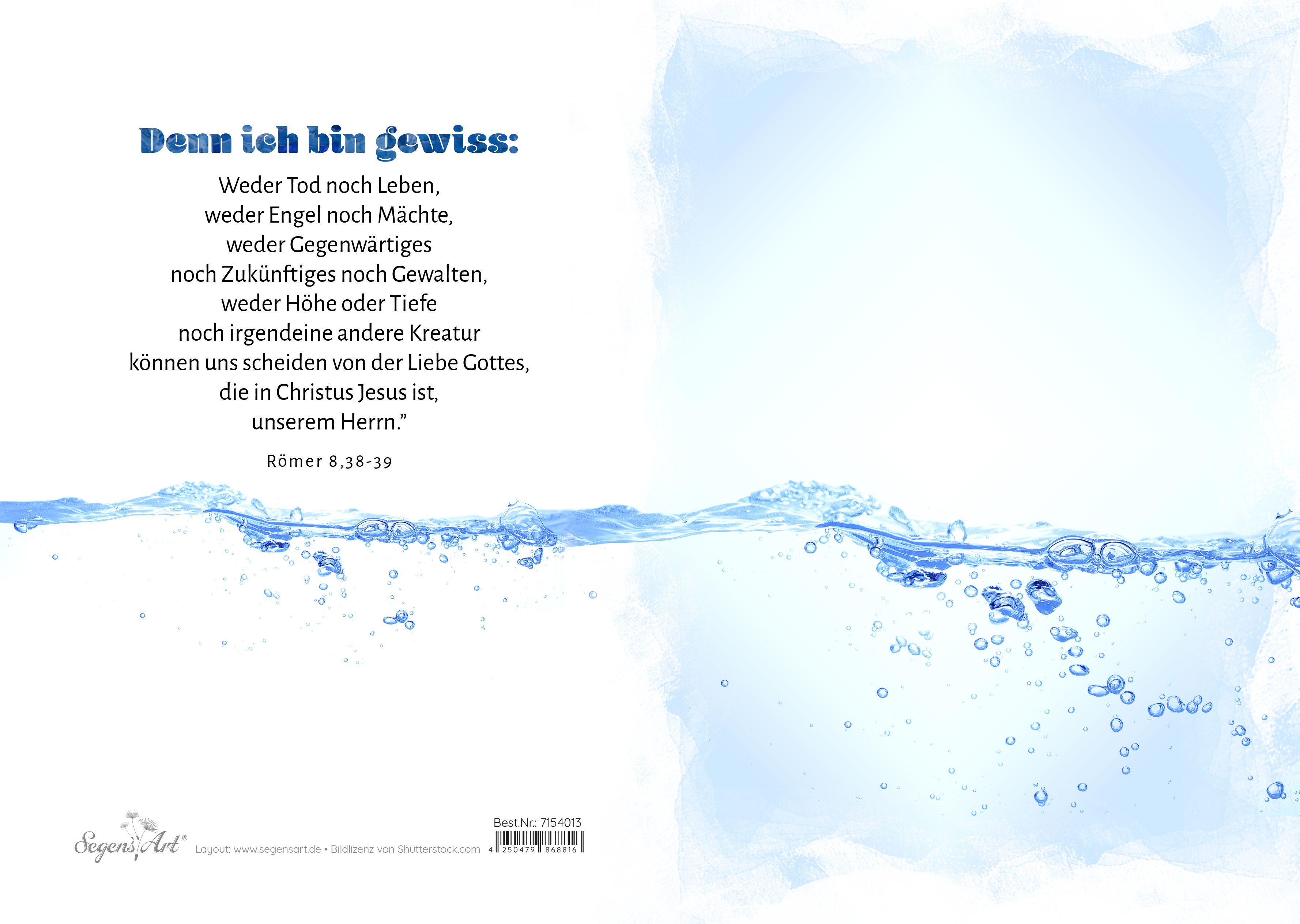 Urkunde – Taufe – Wasser-Faltkarte mit Text auf der Rückseite
