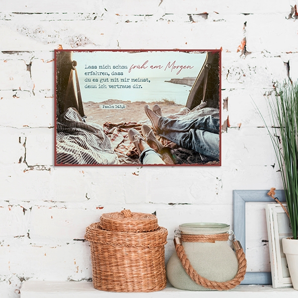 Metallschild klein - Früh am Morgen