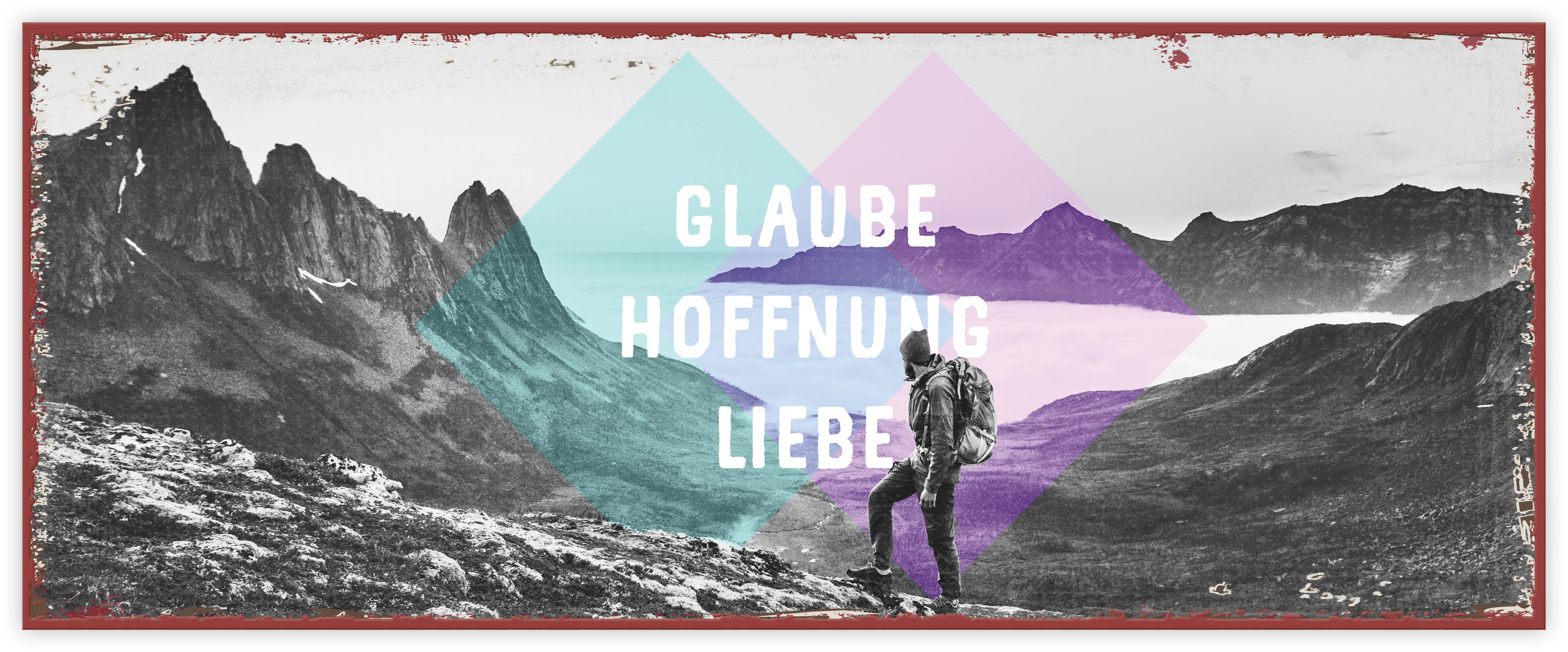 Metallschild lang - Glaube, Hoffnung, Liebe