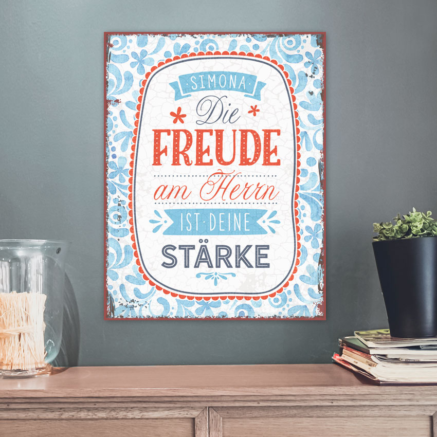 Persönliches Metallschild groß - Die Freude am Herrn