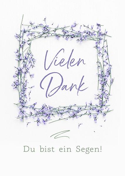 Postkarte - Vielen Dank (lila Blumen)