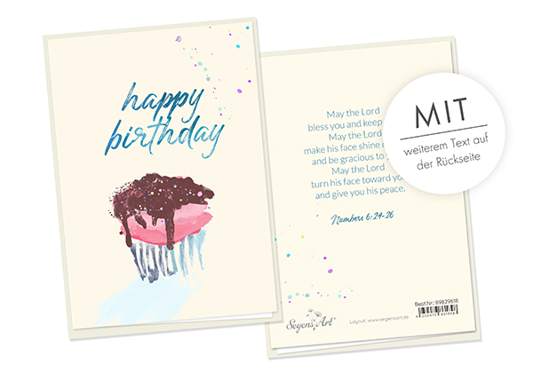 Faltkarte Naturpapier - happy birthday - May the Lord