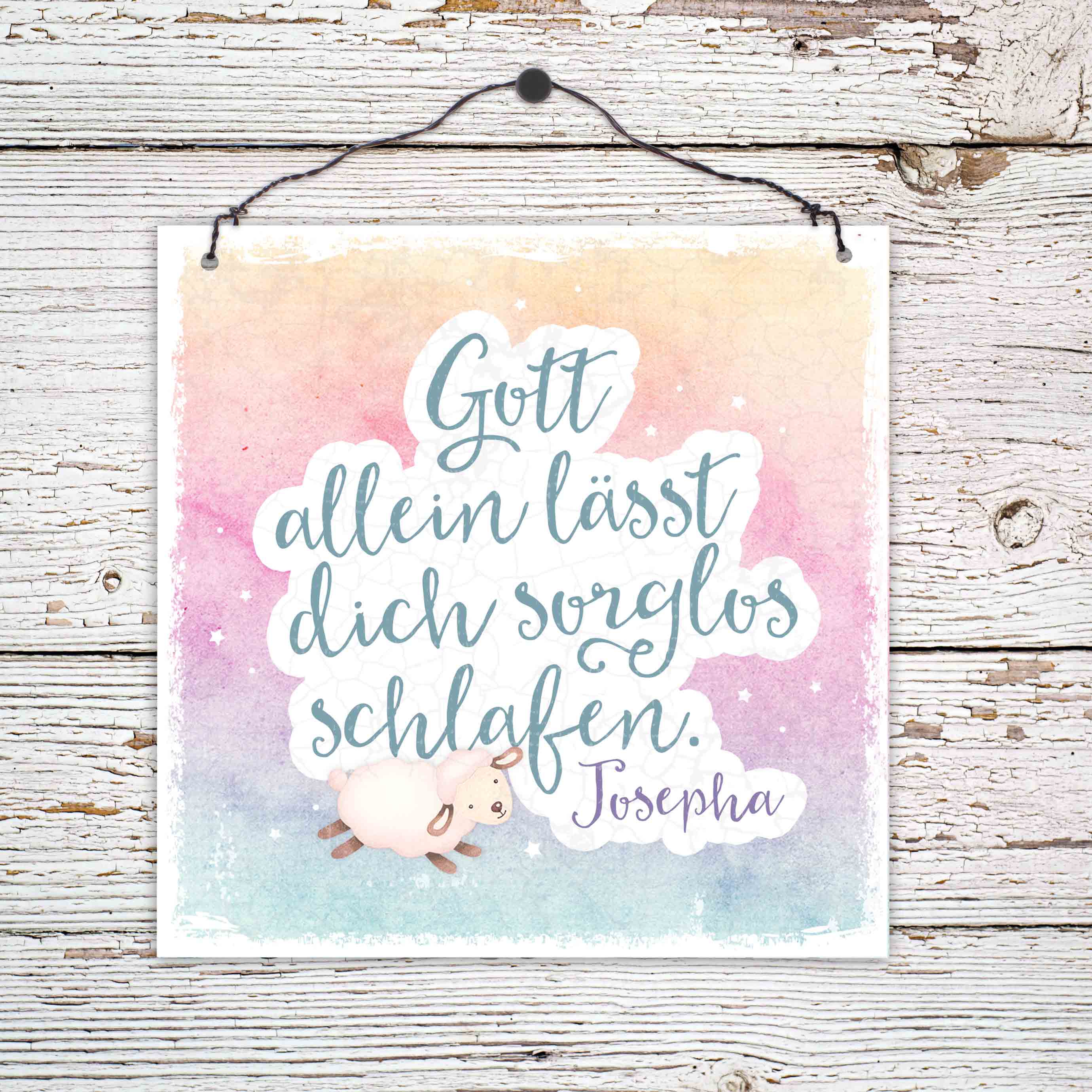 Persönliches Holzschild klein - Sorglos schlafen