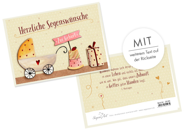 Faltkarte - Herzliche Segenswünsche - Zur Geburt