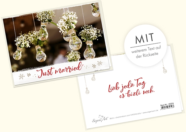Faltkarte - Just married - Liäb jedä Tag (Schweizerdeutsch)