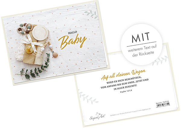 Faltkarte - Hallo Baby (gelb)