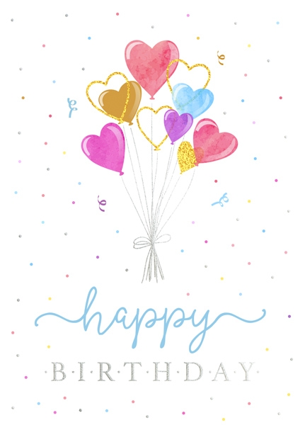 XL-Postkarte Big Blessing Silber - Happy Birthday (Luftballons)