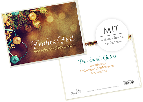 Faltkarte - Frohes Fest - Gottes Gnade