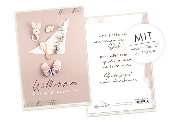 Faltkarte - Willkommen kleines Wunder (altrose)