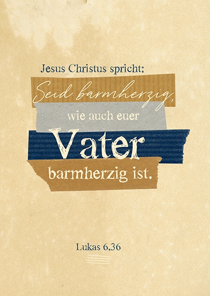 Postkarte - Seid barmherzig (Vintage, beige)