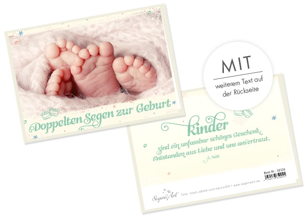 Faltkarte - Doppelten Segen zur Geburt