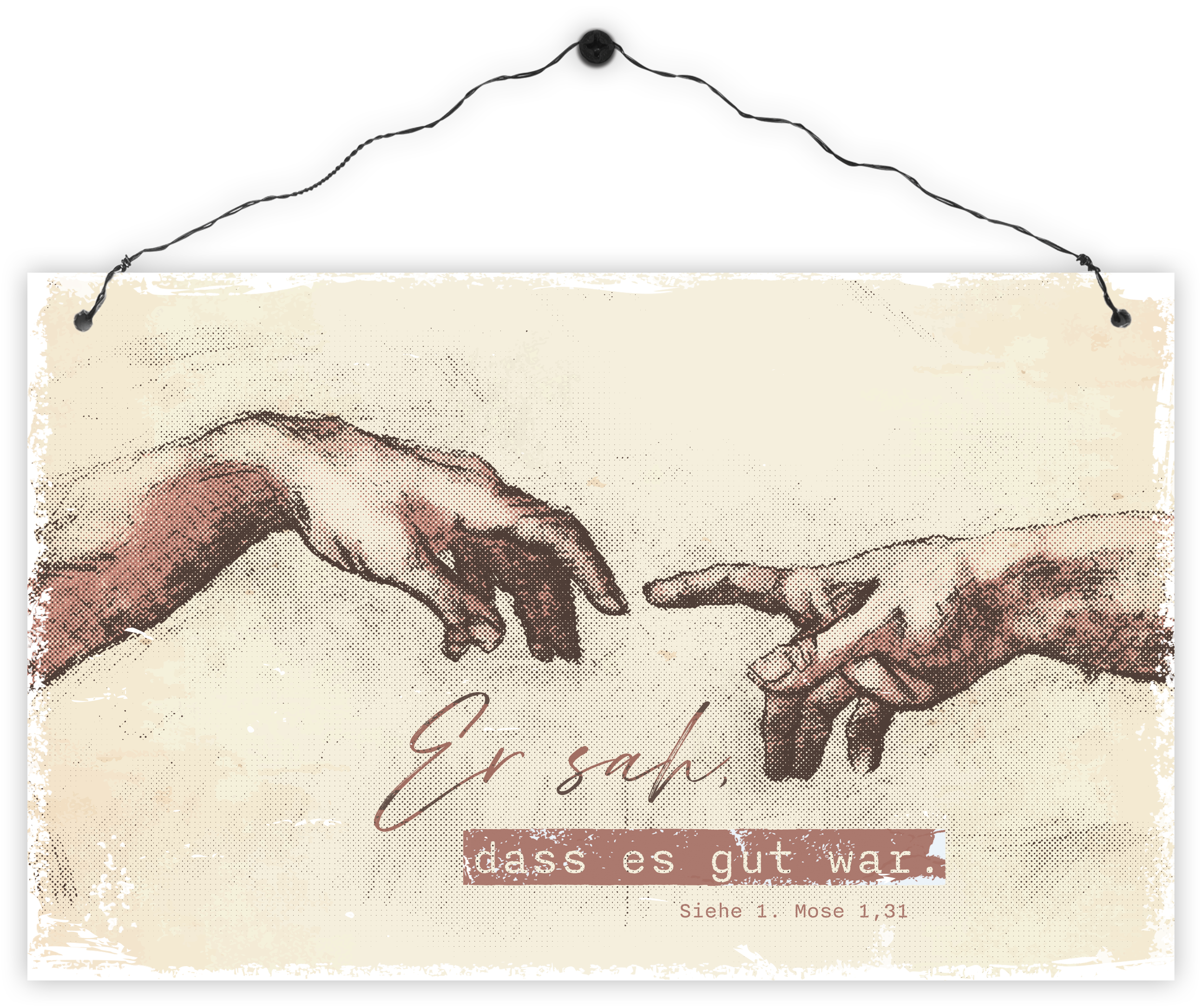 Holzschild groß - Er sah, dass es gut war