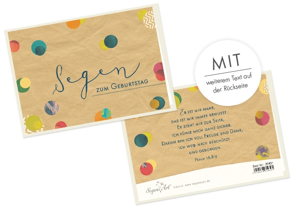 Faltkarte Naturpapier - Segen zum Geburtstag (Punkte)