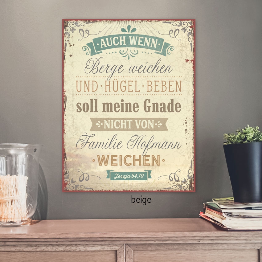 Persönliches Metallschild groß - Berge und Hügel