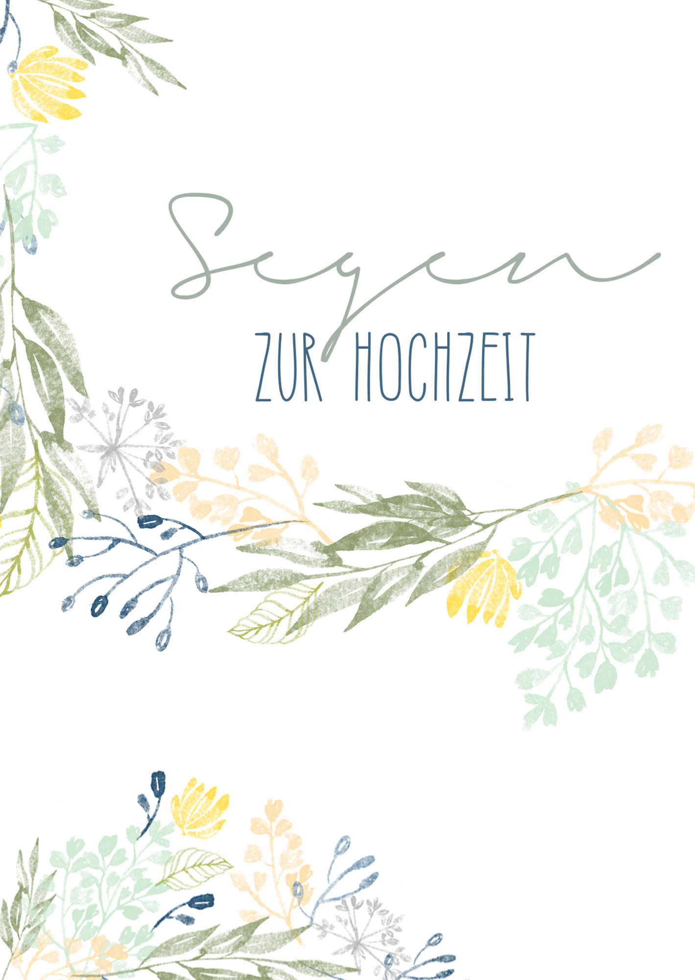 Faltkarte Naturpapier - Segen zur Hochzeit (Blumenkranz)